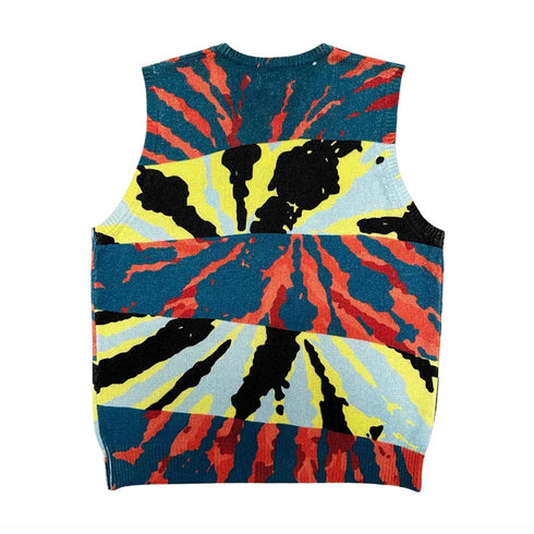 Stussy Printed Sweater Vest - Blue - Streetart.fr