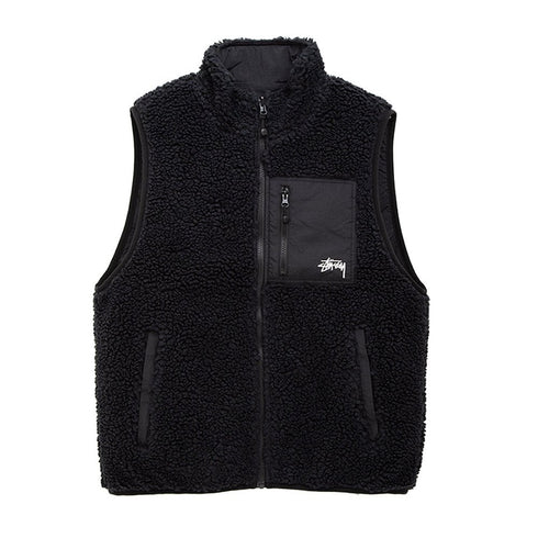 Stussy Sherpa Reversilbe Jacket - Black - Streetart.fr