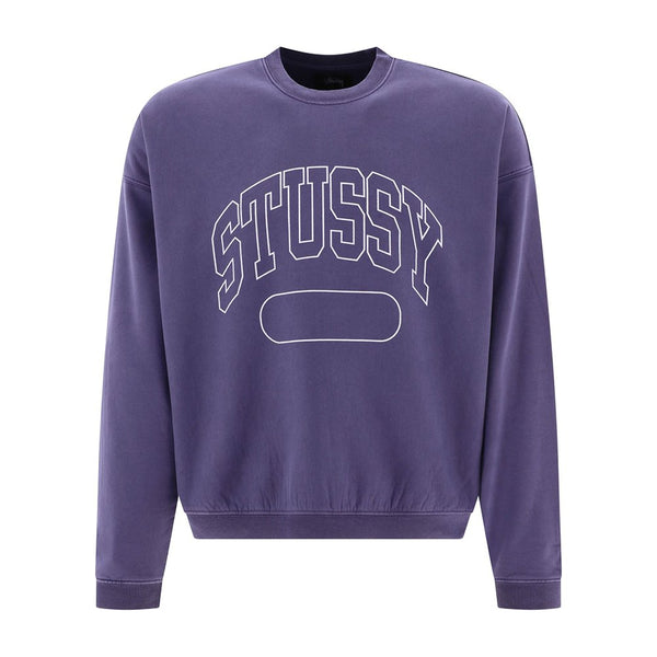 Stussy Varsity Oversized Sweat Crew Knit Washed Blue - Streetart.fr