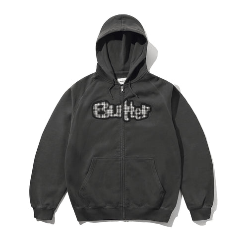 Butter Strech Zip-Thru Hood - Washed Black — sweat à capuche