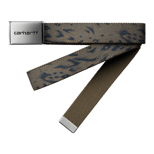 Carhartt WIP Clip Belt Chrome - Duck Feather Print / Cypress — ceinture