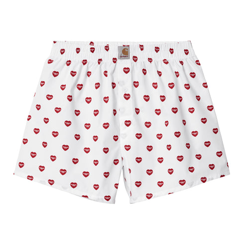Carhartt WIP Cotton Boxer Heart Print White — sous-vêtements