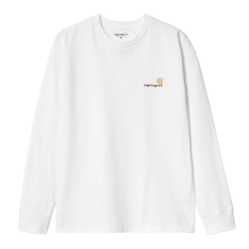 Carhartt WIP L/S American Script - White — t-shirt manches longues