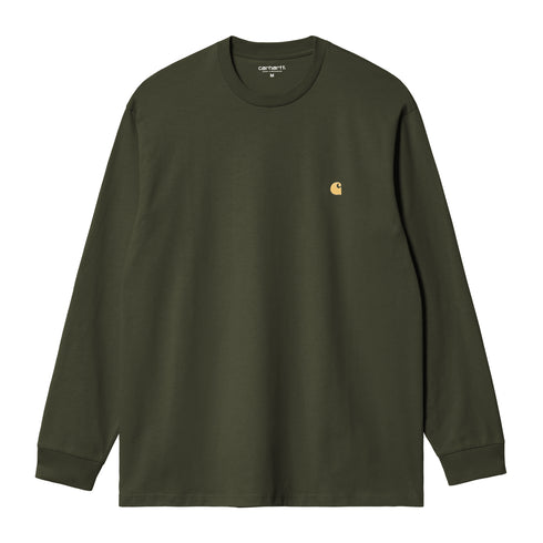 Carhartt WIP L/S Chase - Olive / Gold — t-shirt manches longues