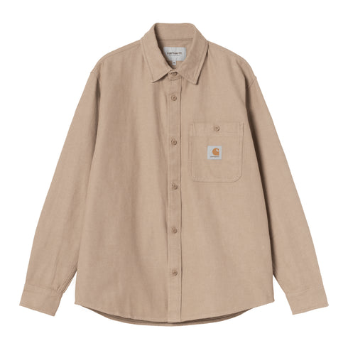 Carhartt WIP L/S Edgar Shirt Chemise - Peanut / Wax — t-shirt manches longues