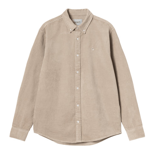 Carhartt WIP L/S Madison Cord Shirt Chemise - Wall / Wall — t-shirt manches longues