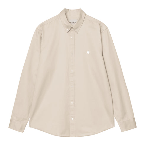 Carhartt WIP L/S Madison Shirt Chemise - Stone / White — t-shirt manches longues