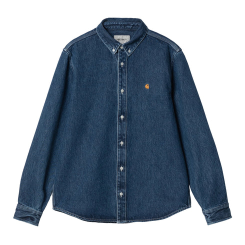 Carhartt WIP L/S Weldon Shirt - Blue Stone Washed - Streetart.fr