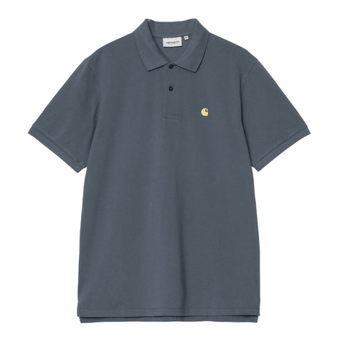 Carhartt WIP S/S Chase Pique - Cozy Blue / Gold — polo