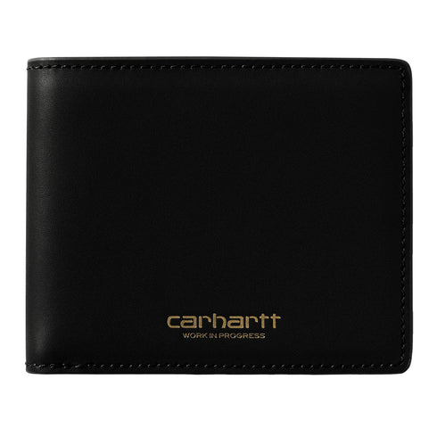 Carhartt WIP Vegas Billfold Wallet - Leather Black / Gold — portefeuille