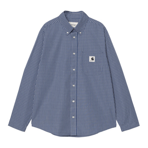 Carhartt WIP W' L/S Groff Shirt Chemise - Groff Check Blue — t-shirt manches longues