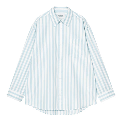 Carhartt WIP W' L/S Royce Shirt Chamise - Stripe Icaria / White — t-shirt manches longues