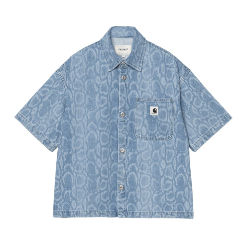 Carhartt WIP W' S/S Snake Lovilia Shirt - Snake Camo Blue Bleached — chemise