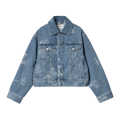 Carhartt WIP W' Stamp Jacket Stamp Print Blue Bleached — veste