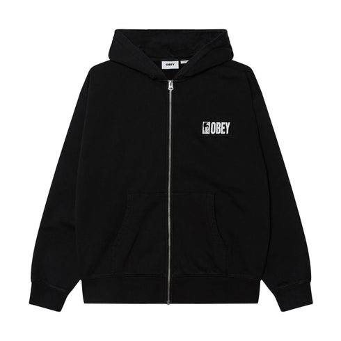 Obey Margin Faded Zip Hood Zip - Digital Black