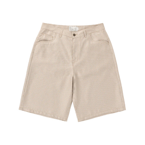 Dime Baggy Houndstooth Shorts - Beige