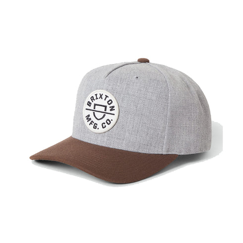 Brixton Crest C Mp Snapback Cap - Heather Grey / Pinecone — casquette