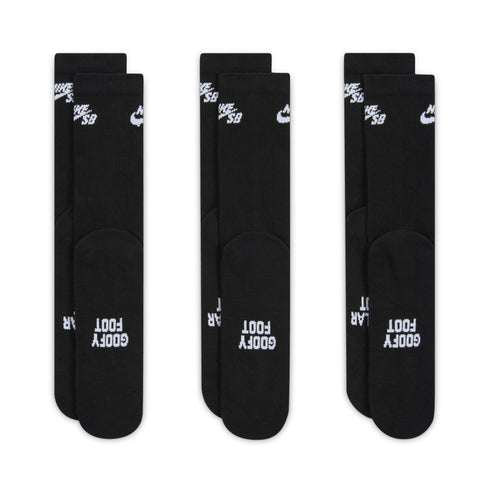 Nike SB Ed Elvd Sb 3 Pairs Crew Socks - Black / Black / White - Streetart.fr