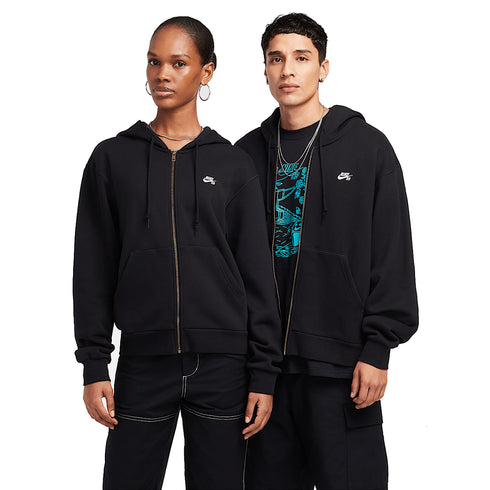 Nike SB Fleece Zip Hood Essential Logo - Black / White — sweat à capuche