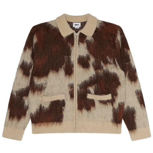 Obey Cow Pattern Zip Sweater - Cow Multi - Streetart.fr