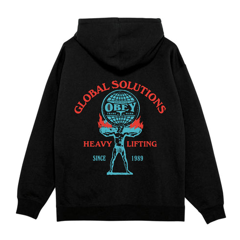 Obey Heavy Lifting Hood - Black - Streetart.fr