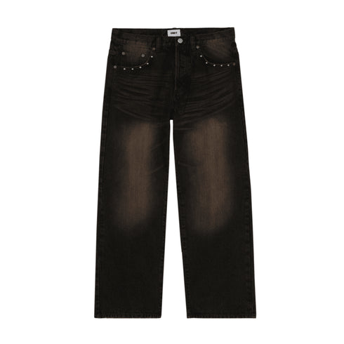 Obey Studded Boxcar Straight Leg Denim - Black Rust Wash - Streetart.fr