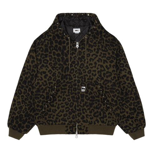 Obey Studded Zip Up Jacket - Dark Leopard - Streetart.fr