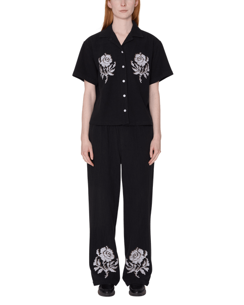Obey Women Roses Embellished Shirt - Off Black — chemise