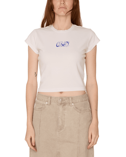 Obey Women Swirly Script - White — t-shirt