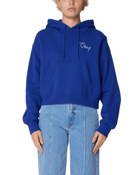Obey Womens Cities Cropped - Blue — sweat à capuche